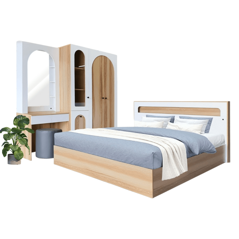 ชุดห้องนอน + ที่นอน PVC 6 ฟุต WISDOM DESIGN FURNITURE รุ่น ARISTA 6 สี แอช/ขาว_5